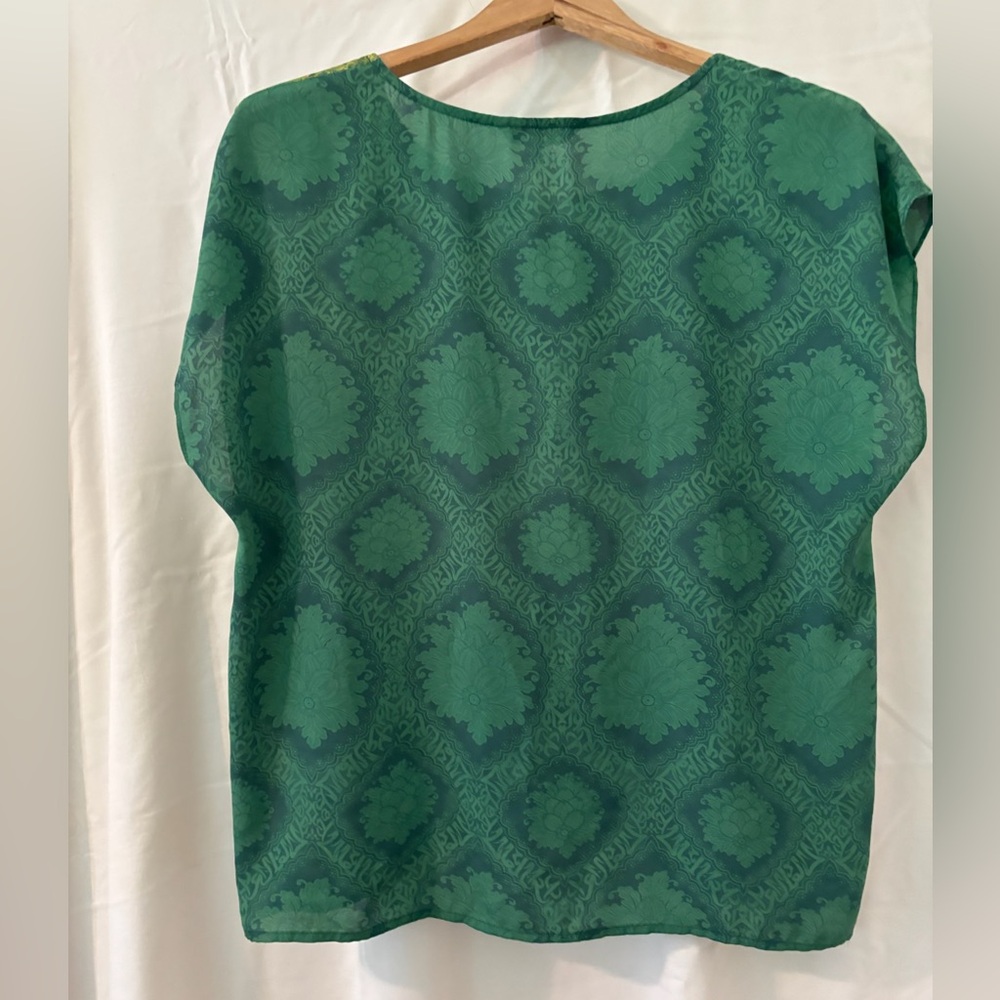 CAbi Green and Yellow Envy Floral Blouse Style #597 - Picture 5 of 6